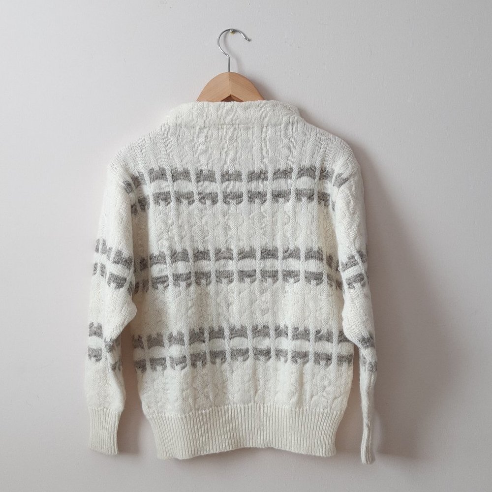 St Michael | Cream Pattern Mock-Neck Wool Sweater - Picture 2 of 6